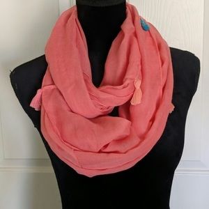 Peach Infinity Scarf With Tassels